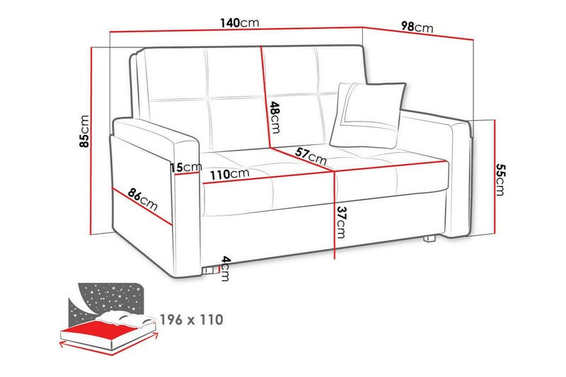 Denegal 2-seters Sovesofa - Brun - Møbler - Sofaer - Sovesofaer