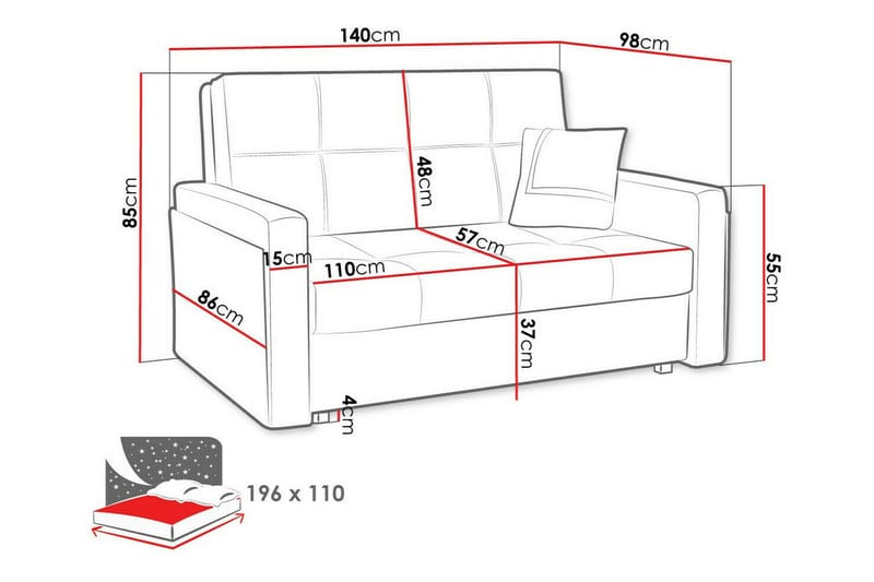 Denegal 2-seters Sovesofa - Brun - Sovesofaer - 2 seters sovesofa