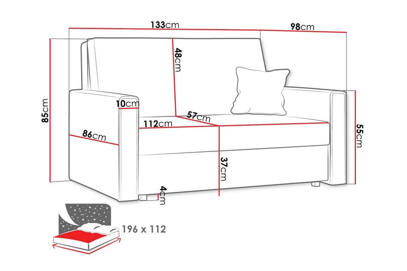 Denegal 2-seters Sovesofa - Brun - Møbler - Sofaer - Sovesofaer