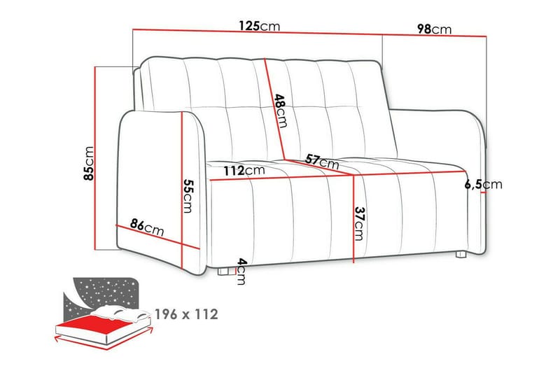 Denegal 2-seters Sovesofa - Grå - Sovesofaer - 2 seters sovesofa