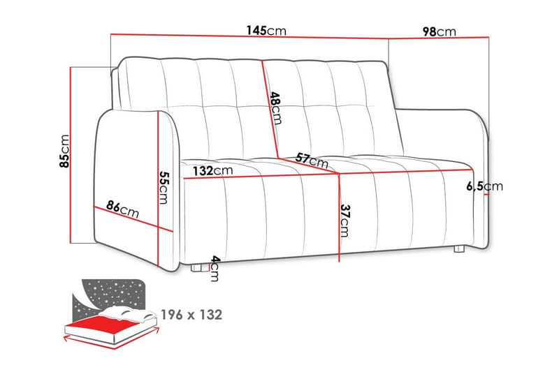 Denegal 2-seters Sovesofa - Grå - Sovesofaer - 2 seters sovesofa