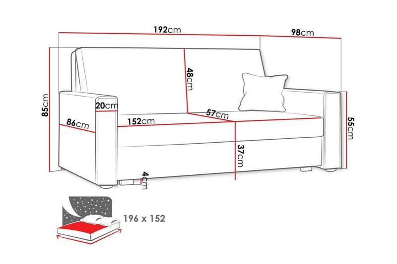 Denegal 2-seters Sovesofa - Gul - Møbler - Sofaer - Sovesofaer