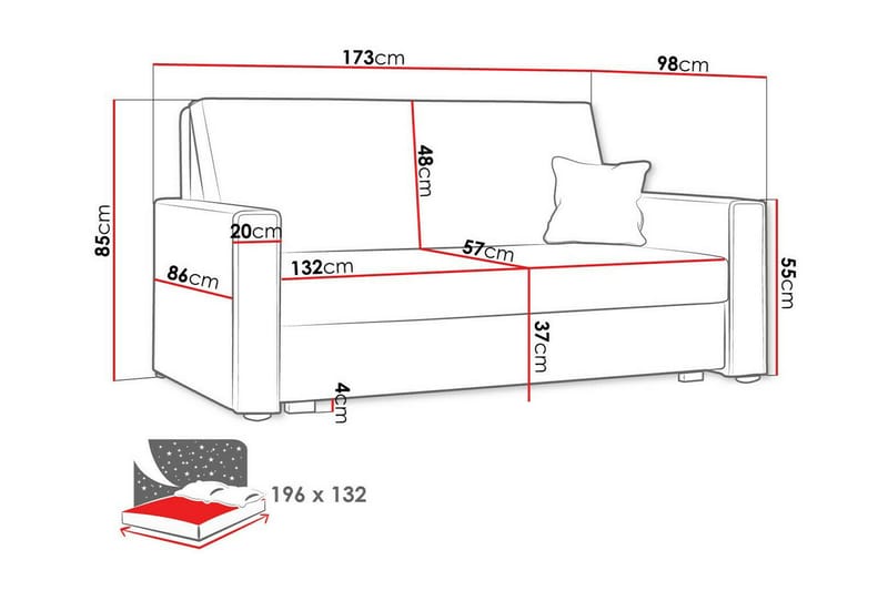 Denegal 2-seters Sovesofa - Lyse brun - Sovesofaer - 2 seters sovesofa