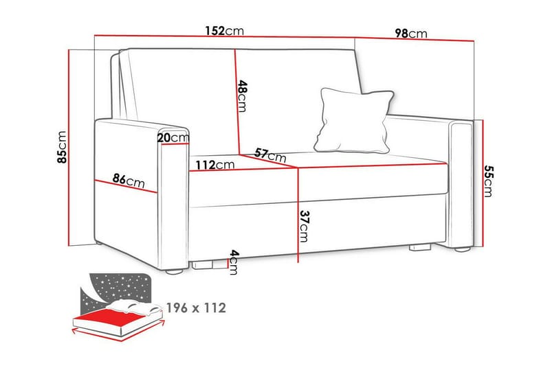 Denegal 2-seters Sovesofa - Lysegrå - Møbler - Sofaer - Sovesofaer