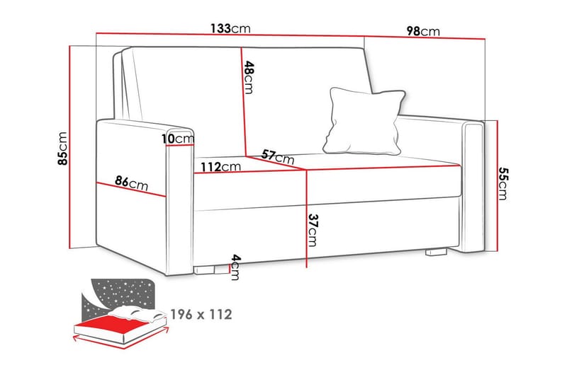 Denegal 2-seters Sovesofa - Lysegrå - Sovesofaer - 2 seters sovesofa