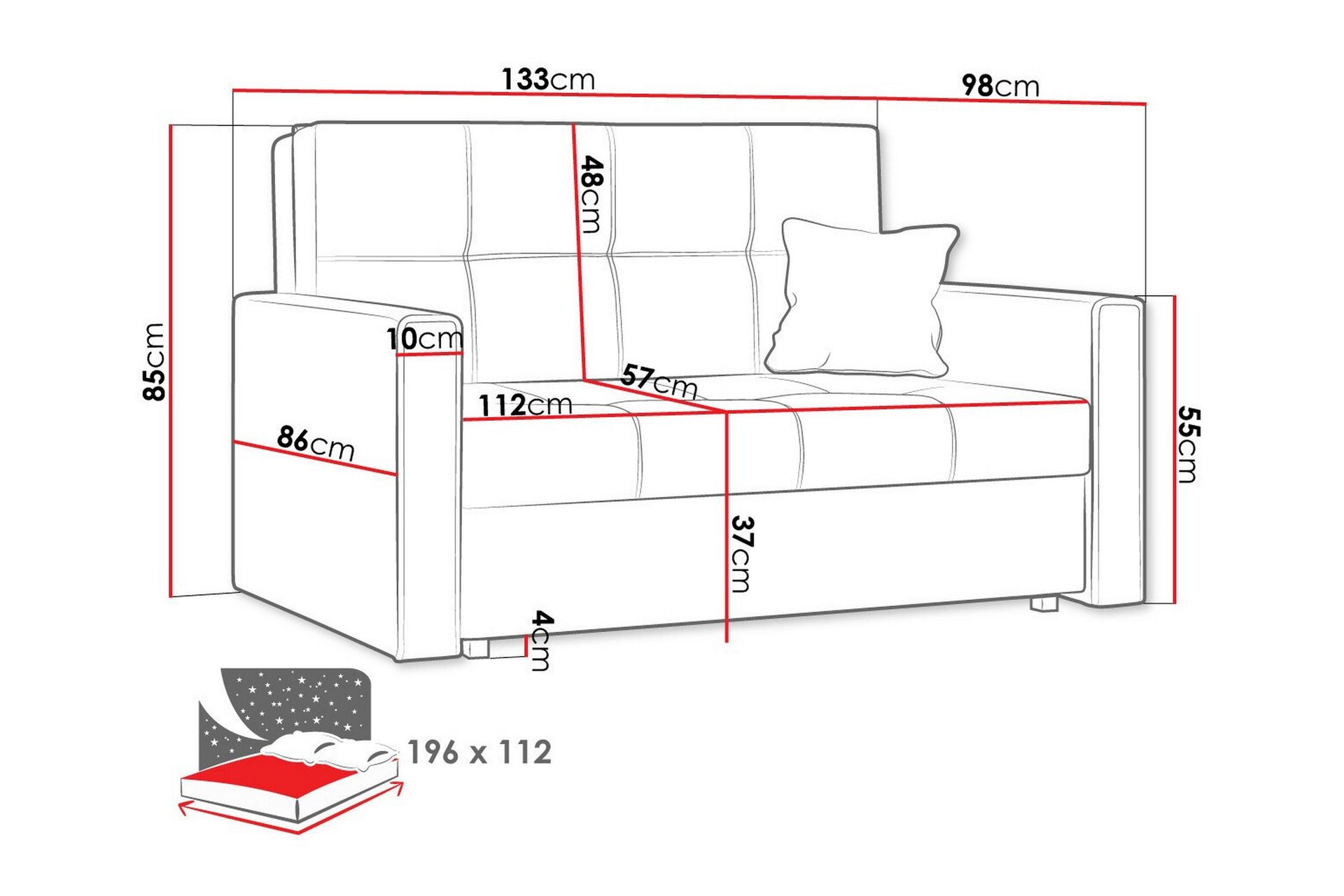 Denegal 2-seters Sovesofa - Lysegrå - Møbler - Sofaer - Sovesofaer