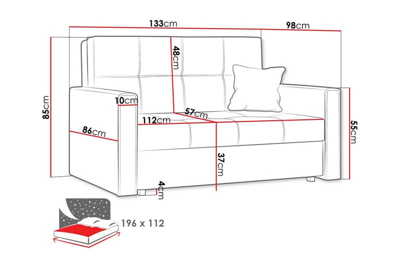 Denegal 2-seters Sovesofa - Lysegrå - Møbler - Sofaer - Sovesofaer