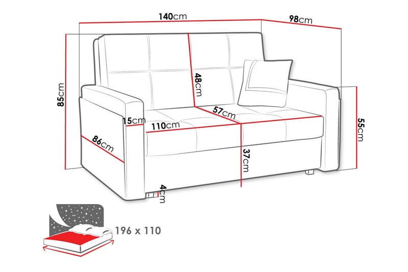 Denegal 2-seters Sovesofa - Lysegrå/Mørkegrå - Møbler - Sofaer - Sovesofaer