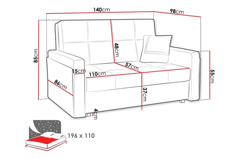 Denegal 2-seters Sovesofa - Lysegrå/Mørkegrå - Sovesofaer - 2 seters sovesofa