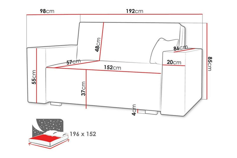 Denegal 2-seters Sovesofa - Lysegrønn - Sovesofaer - 2 seters sovesofa