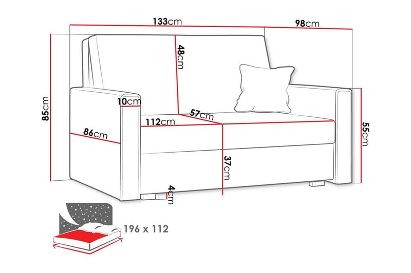 Denegal 2-seters Sovesofa - Mørk Beige/Mocca - Møbler - Sofaer - Sovesofaer
