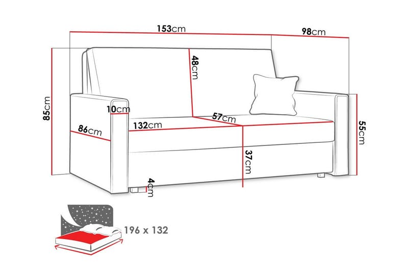 Denegal 2-seters Sovesofa - Mørkeblå - Møbler - Sofaer - Sovesofaer