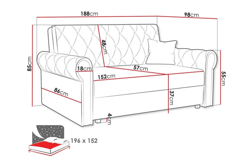 Denegal 2-seters Sovesofa - Mørkeblå - Møbler - Sofaer - Sovesofaer