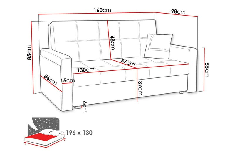 Denegal 2-seters Sovesofa - Mørkeblå - Sovesofaer - 2 seters sovesofa