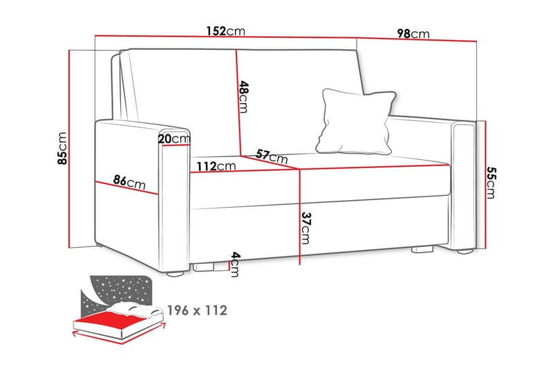 Denegal 2-seters Sovesofa - Mørkeblå - Sovesofaer - 2 seters sovesofa