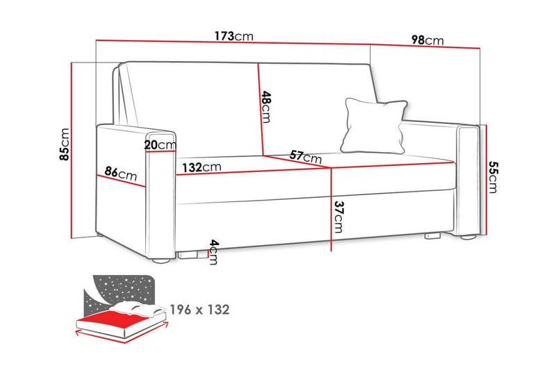 Denegal 2-seters Sovesofa - Mørkeblå - Sovesofaer - 2 seters sovesofa