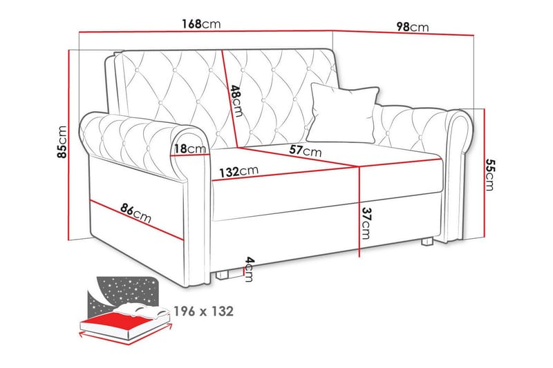 Denegal 2-seters Sovesofa - Mørkeblå - Møbler - Sofaer - Sovesofaer