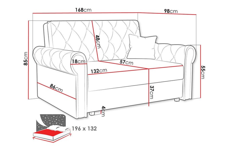 Denegal 2-seters Sovesofa - Mørkeblå - Sovesofaer - 2 seters sovesofa