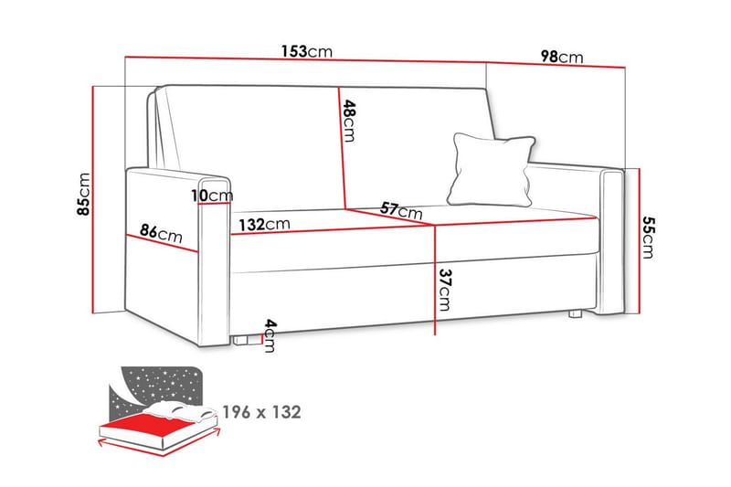 Denegal 2-seters Sovesofa - Mørkeblå - Møbler - Sofaer - Sovesofaer