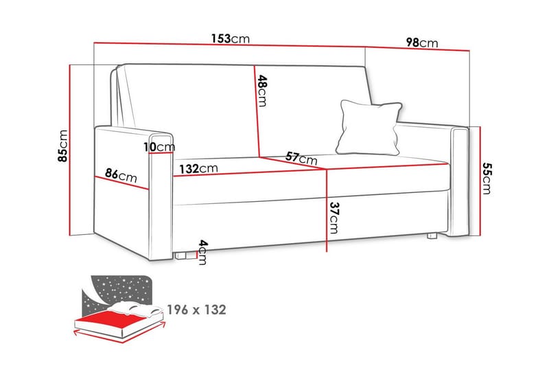 Denegal 2-seters Sovesofa - Mørkeblå - Sovesofaer - 2 seters sovesofa