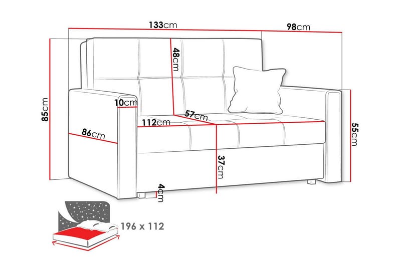 Denegal 2-seters Sovesofa - Mørkeblå - Sovesofaer - 2 seters sovesofa