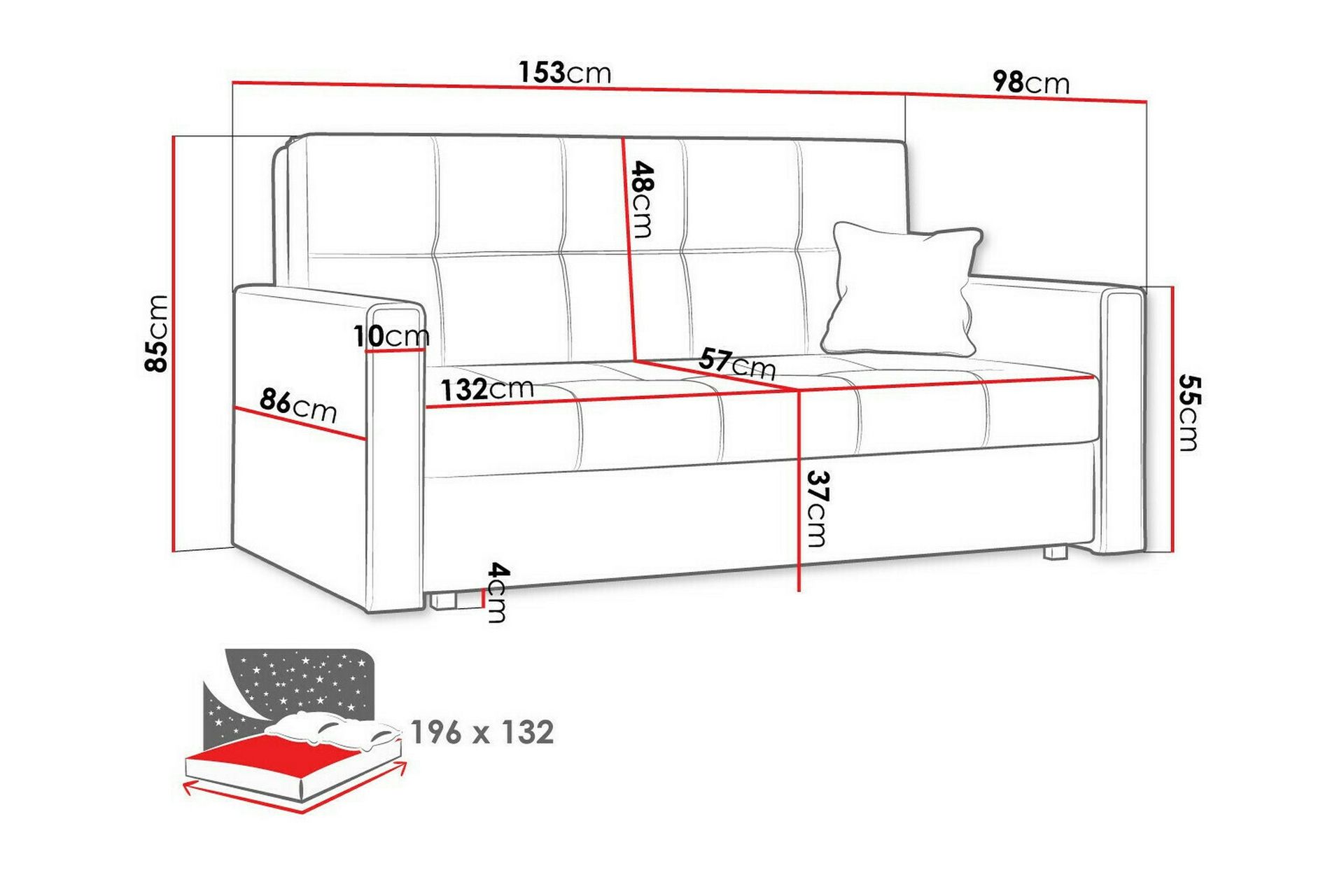 Denegal 2-seters Sovesofa - Mørkebrun - Møbler - Sofaer - Sovesofaer