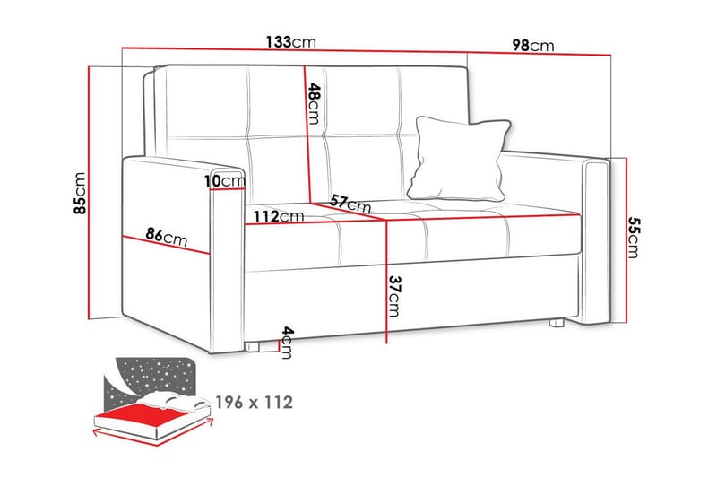 Denegal 2-seters Sovesofa - Mørkebrun - Møbler - Sofaer - Sovesofaer