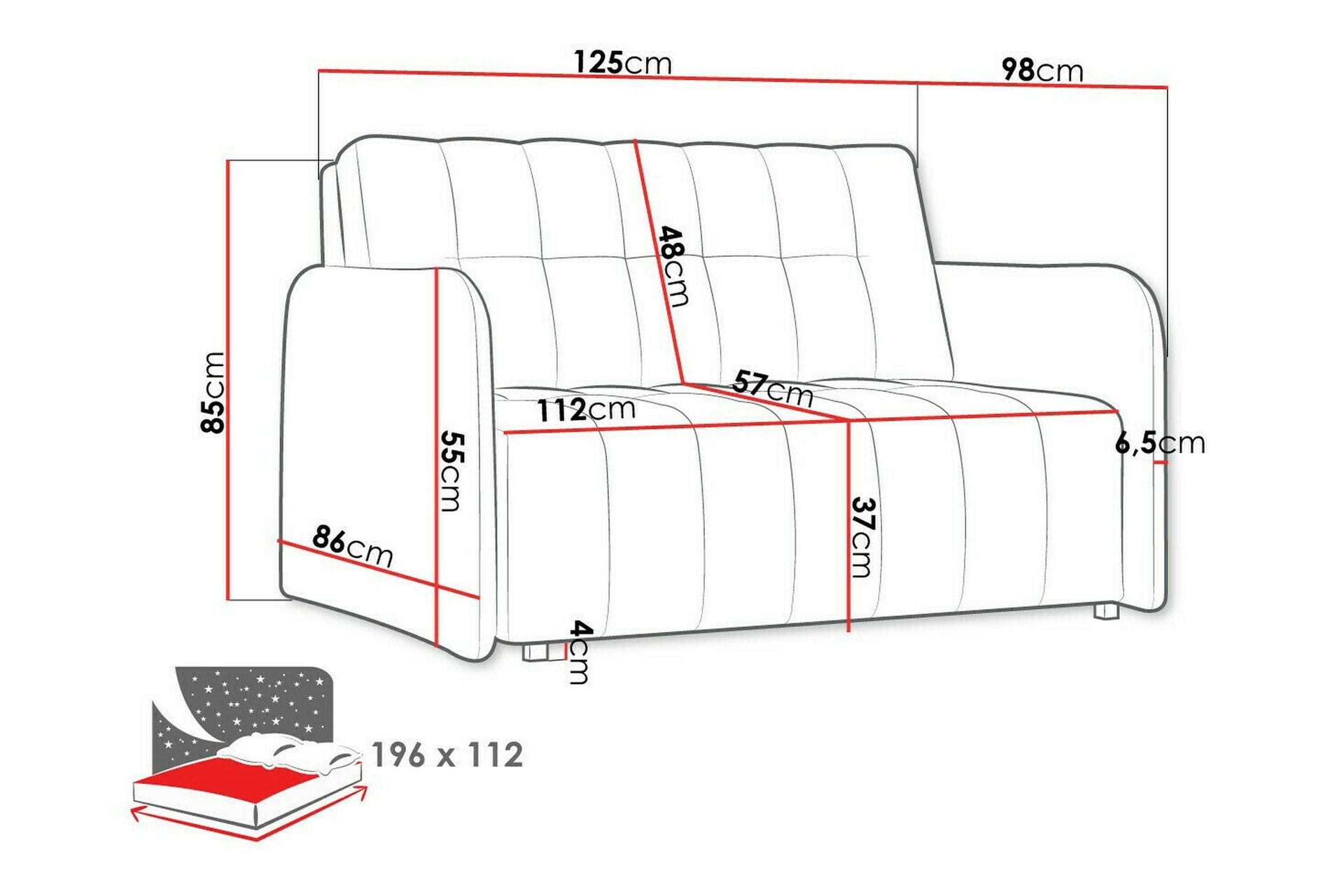 Denegal 2-seters Sovesofa - Mørkegrå - Møbler - Sofaer - Sovesofaer