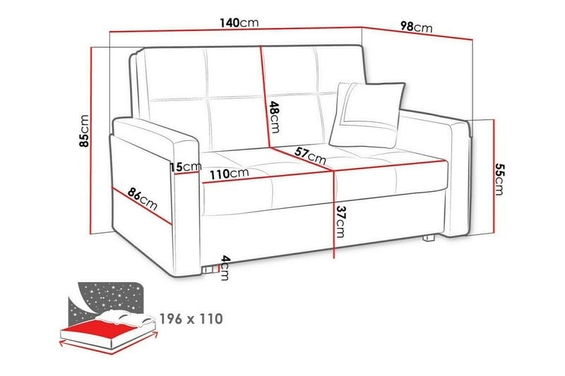 Denegal 2-seters Sovesofa - Mørkegrå - Møbler - Sofaer - Sovesofaer