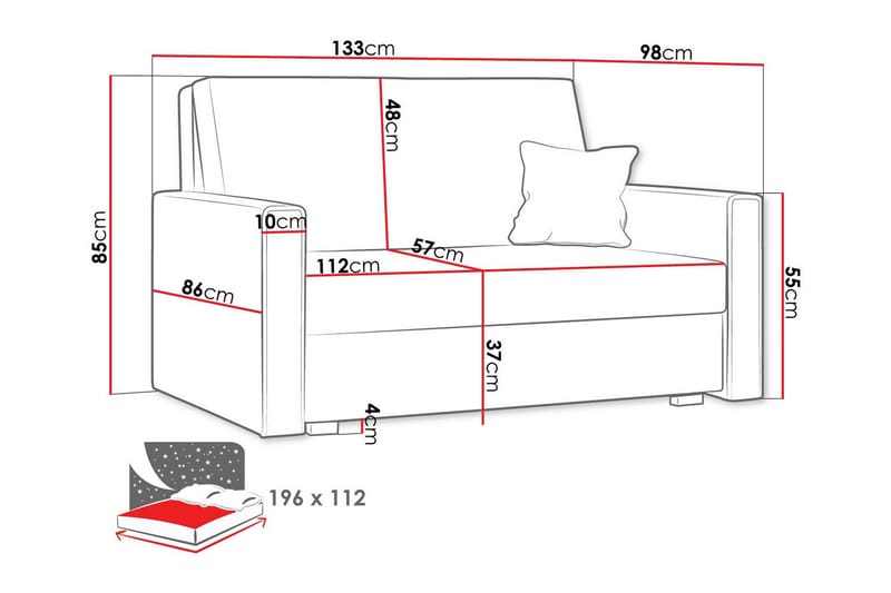 Denegal 2-seters Sovesofa - Mørkegrå - Sovesofaer - 2 seters sovesofa