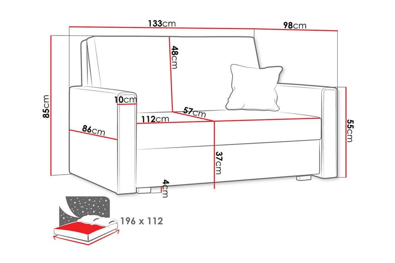 Denegal 2-seters Sovesofa - Mørkegrå - Møbler - Sofaer - Sovesofaer