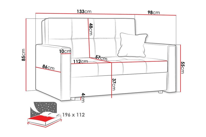 Denegal 2-seters Sovesofa - Mørkegrå - Sovesofaer - 2 seters sovesofa