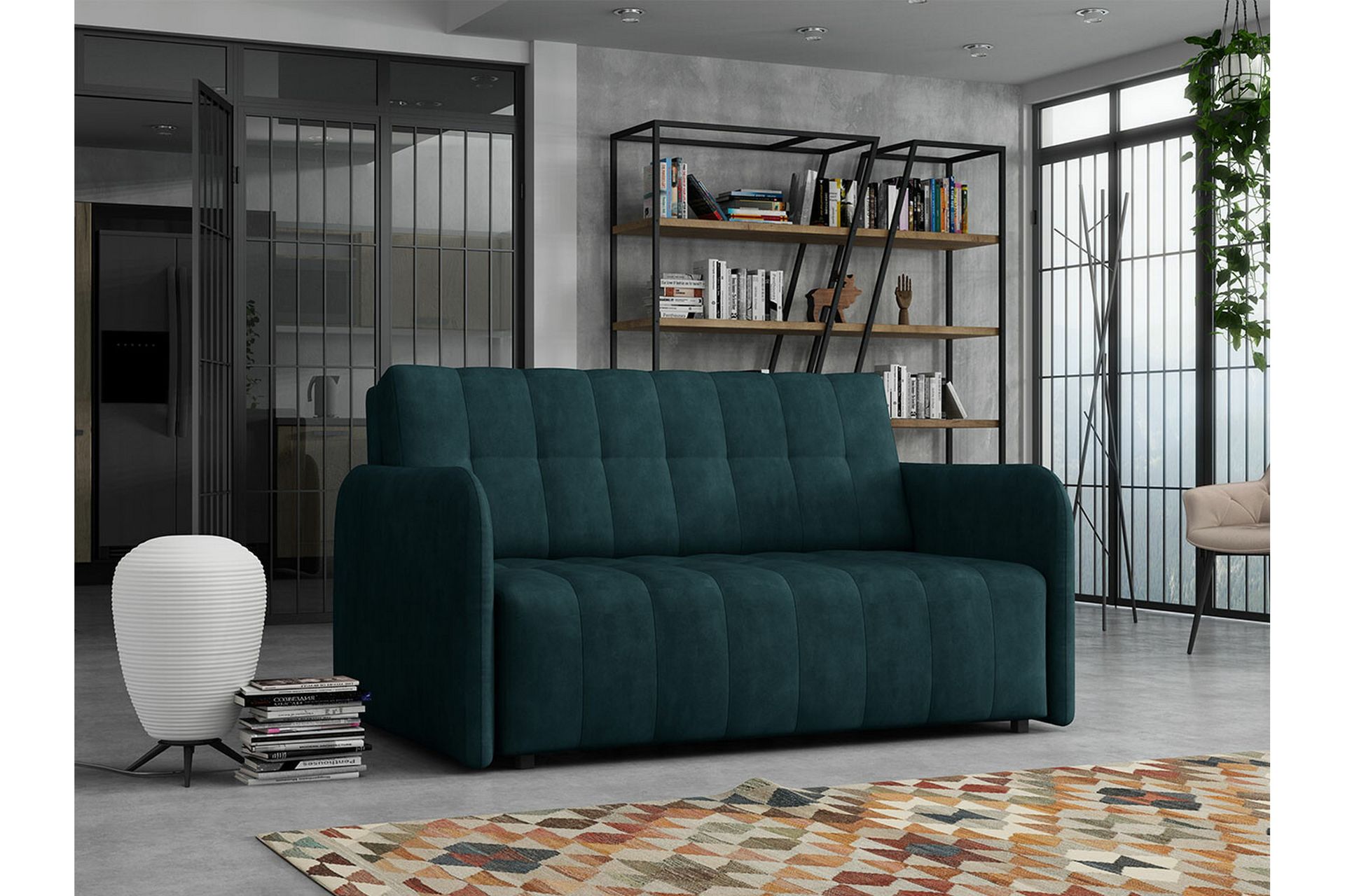 Denegal 2-seters Sovesofa - Mørkegrønn/Blå - Møbler - Sofaer - Sovesofaer