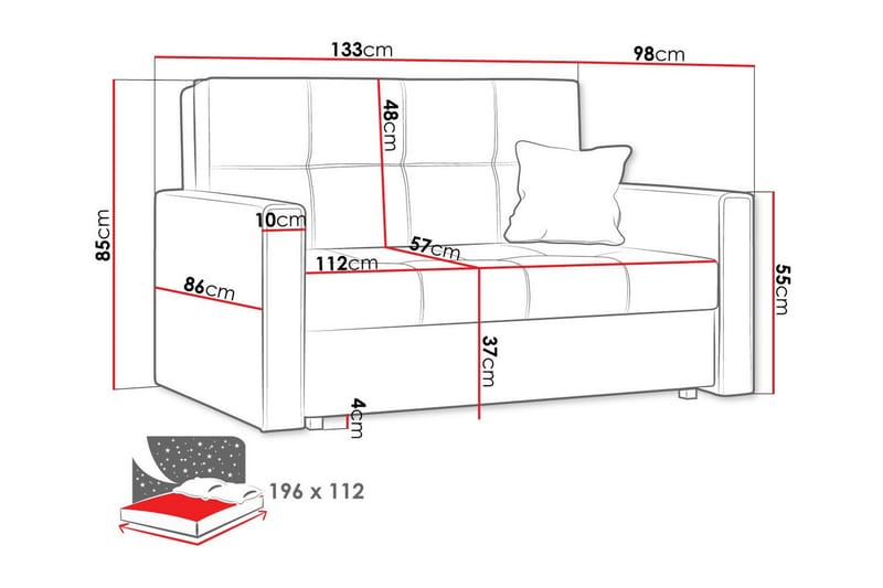 Denegal 2-seters Sovesofa - Mørkegul - Sovesofaer - 2 seters sovesofa