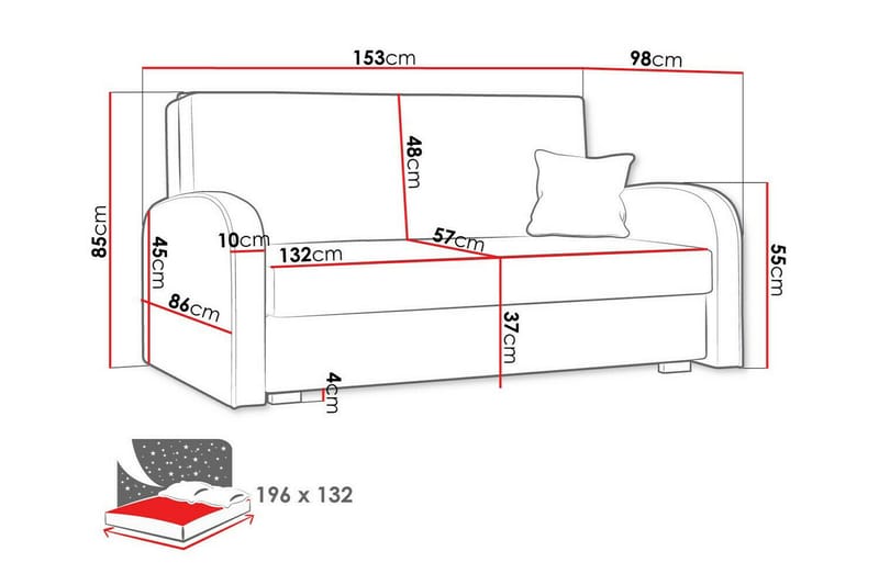 Denegal 2-seters Sovesofa - Rosa - Møbler - Sofaer - Sovesofaer