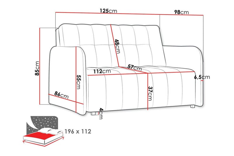 Denegal 2-sits Bäddsoffa NO_BRAND Brown - Møbler - Sofaer - Sovesofaer