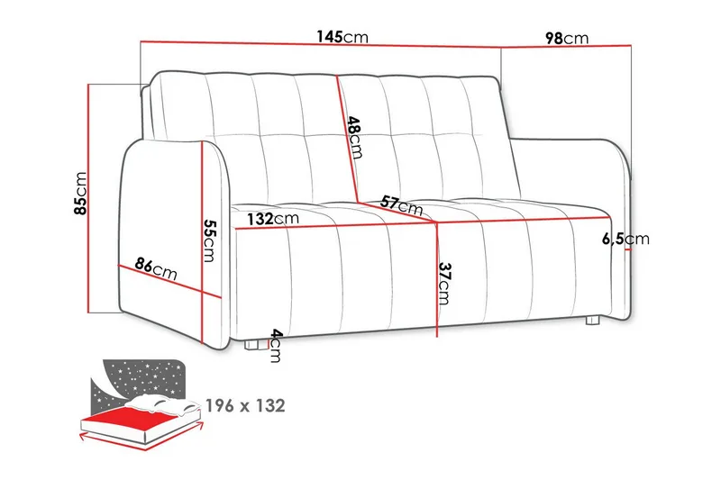 Denegal 2-sits Bäddsoffa NO_BRAND Brown - Møbler - Sofaer - Sovesofaer