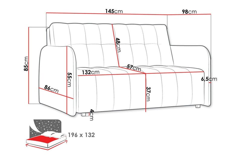 Denegal 2-sits Bäddsoffa NO_BRAND Brown - Møbler - Sofaer - Sovesofaer