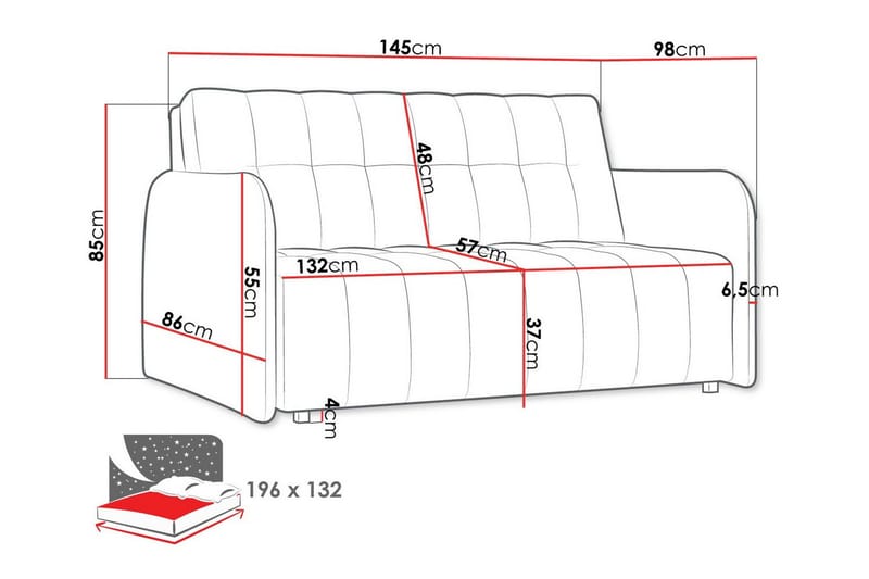 Denegal 2-sits Bäddsoffa NO_BRAND Dark grey - Møbler - Sofaer - Sovesofaer