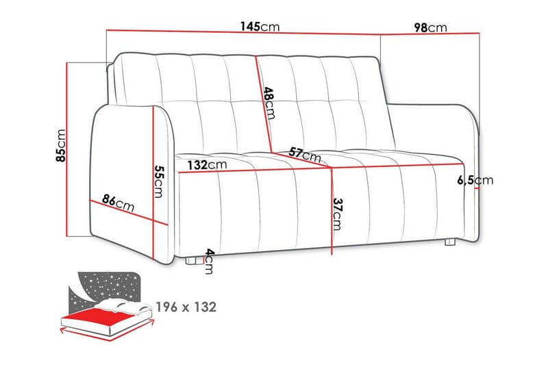 Denegal 2-sits Bäddsoffa NO_BRAND Dark grey - Møbler - Sofaer - Sovesofaer