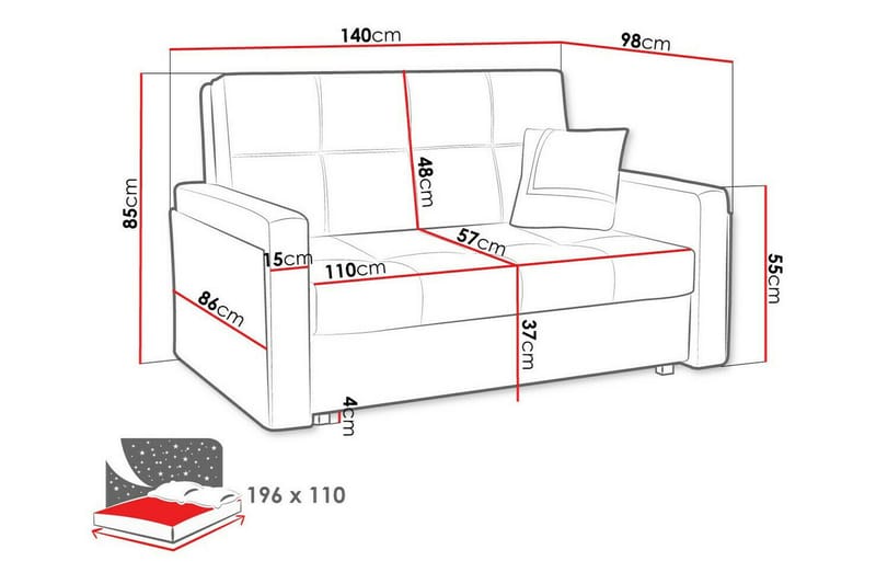 Denegal 2-sits Bäddsoffa NO_BRAND Light green - Møbler - Sofaer - Sovesofaer
