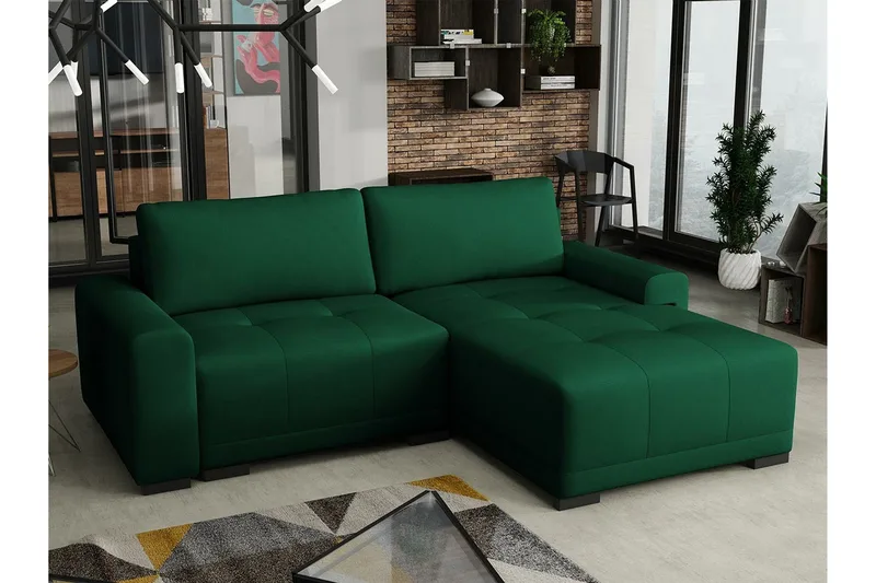 Denegal 2-sits Hörnbäddsoffa Dark green - Møbler - Sofaer - Sovesofaer