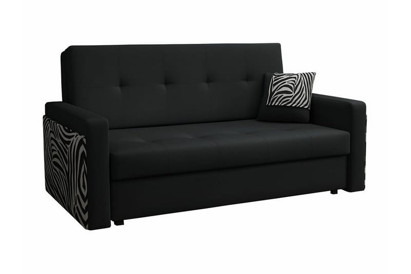 Denegal 3-seter Uttrekkbar Sovesofa 130x196 cm med Oppbevaring i Kunstlær, Svart