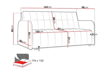 Denegal 3-seter Uttrekkbar Sovesofa 152x196 cm med Oppbevaring i Stoff - Blå - Møbler - Sofaer - Sovesofaer