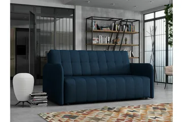 Denegal 3-seter Uttrekkbar Sovesofa 152x196 cm med Oppbevaring i Stoff - Blå - Møbler - Sofaer - Sovesofaer