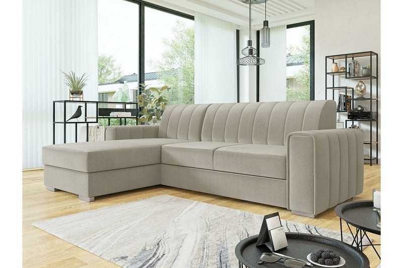 Denegal 3-seters Hjørnesovesofa - Beige - Sovesofaer - Hjørnesovesofa