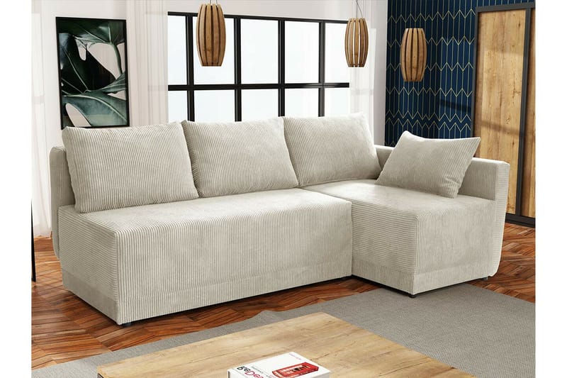 Denegal 3-seters Hjørnesovesofa - Beige - Sovesofaer - Hjørnesovesofa