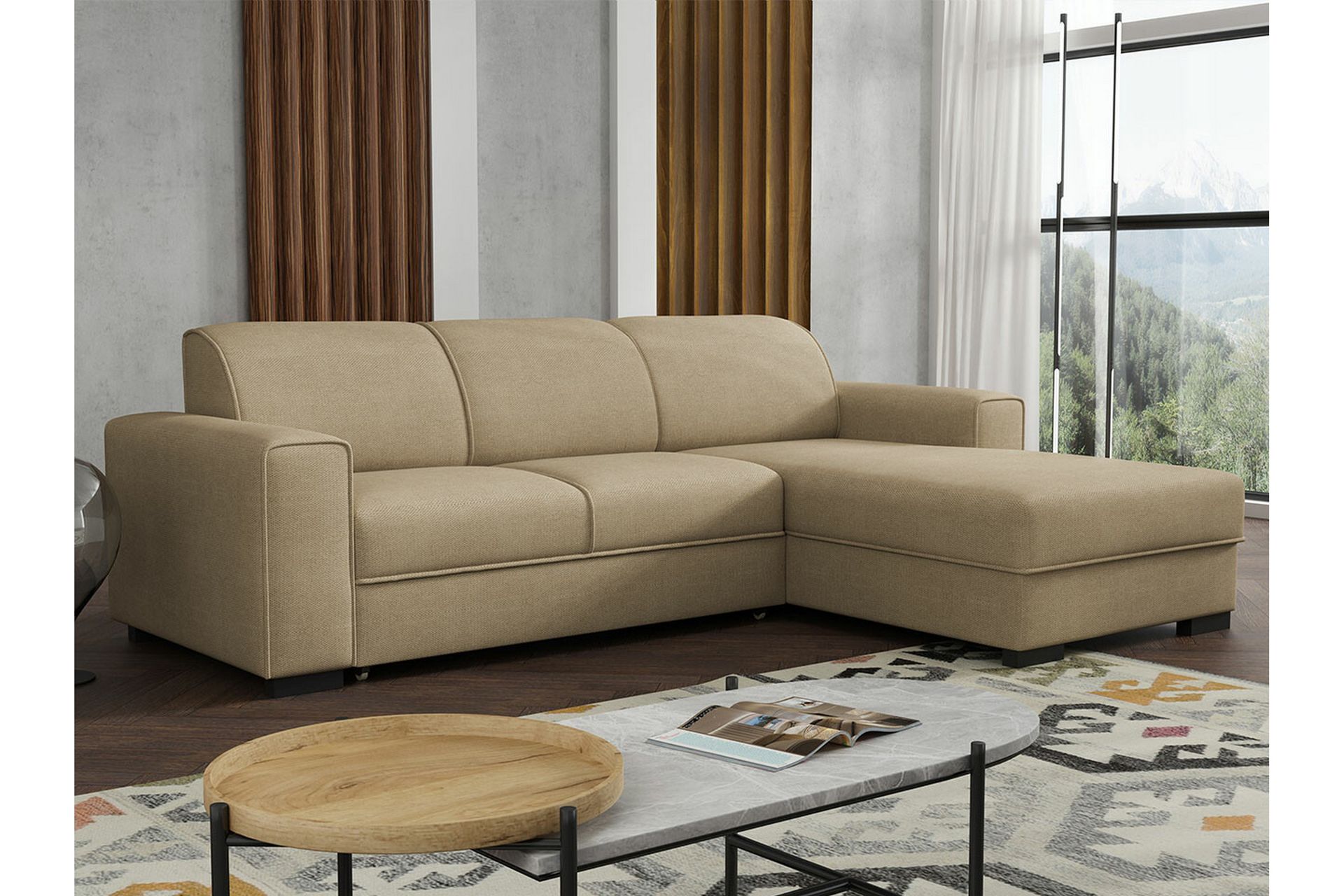 Denegal 3-seters Hjørnesovesofa - Beige - Møbler - Sofaer - Sovesofaer