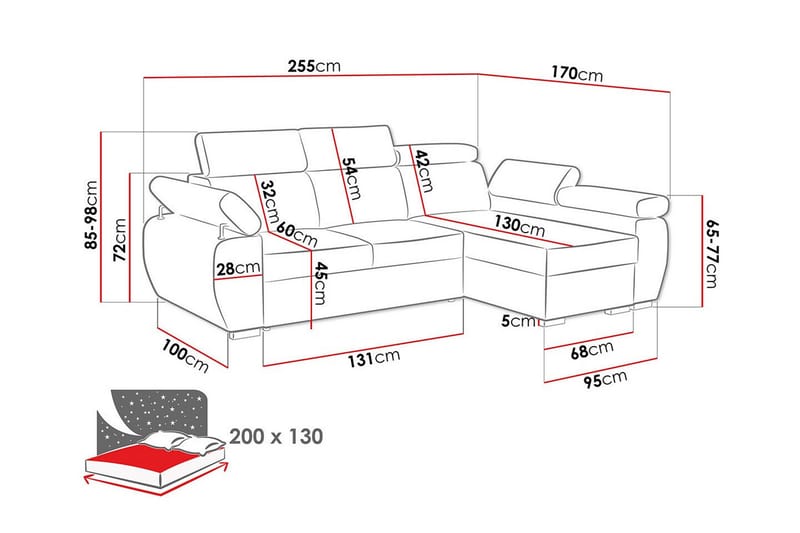 Denegal 3-seters Hjørnesovesofa - Beige - Sovesofaer - Hjørnesovesofa