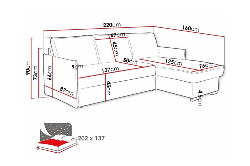Denegal 3-seters Hjørnesovesofa - Beige - Møbler - Sofaer - Sovesofaer